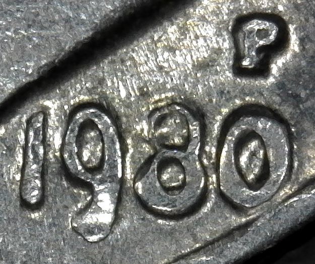 1980-P-Dime-With-Odd-Damage-On-The-#8-Double-Die?